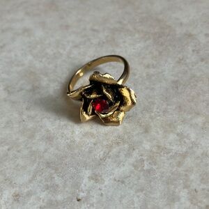 Molten Gold Rose Statement Ring Size 8.5